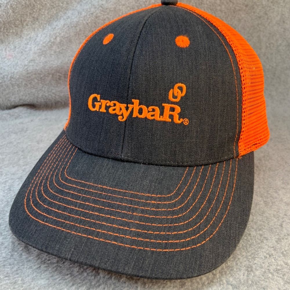 Graybar Logo Mens Gray Orange K-Products Trucker Hat Mesh Back OSFA